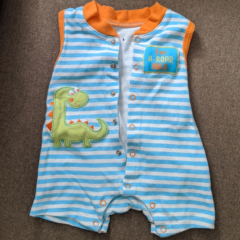 Dinosaur stripe onesie romper baby boy